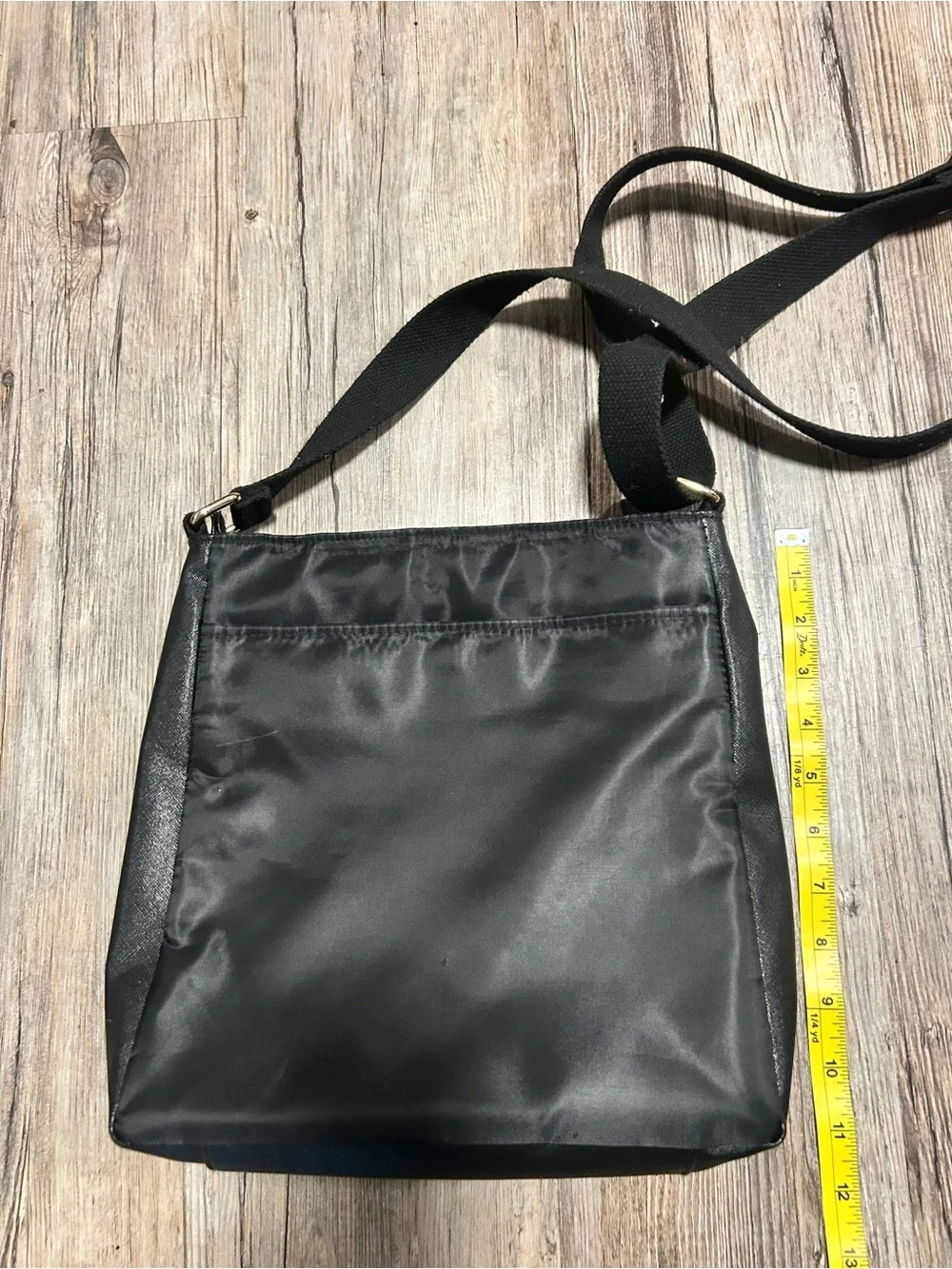 Aimee Kestenberg Black Crossbody Should Bag with Front Zip Pocket & Leather Trim